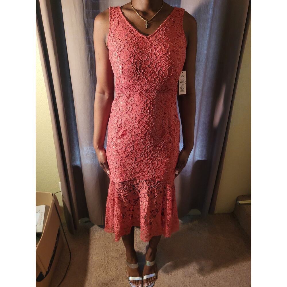 Nanette Lepore Mermaid lace Dress Women Sz 8 Coral NEW WITH TAG